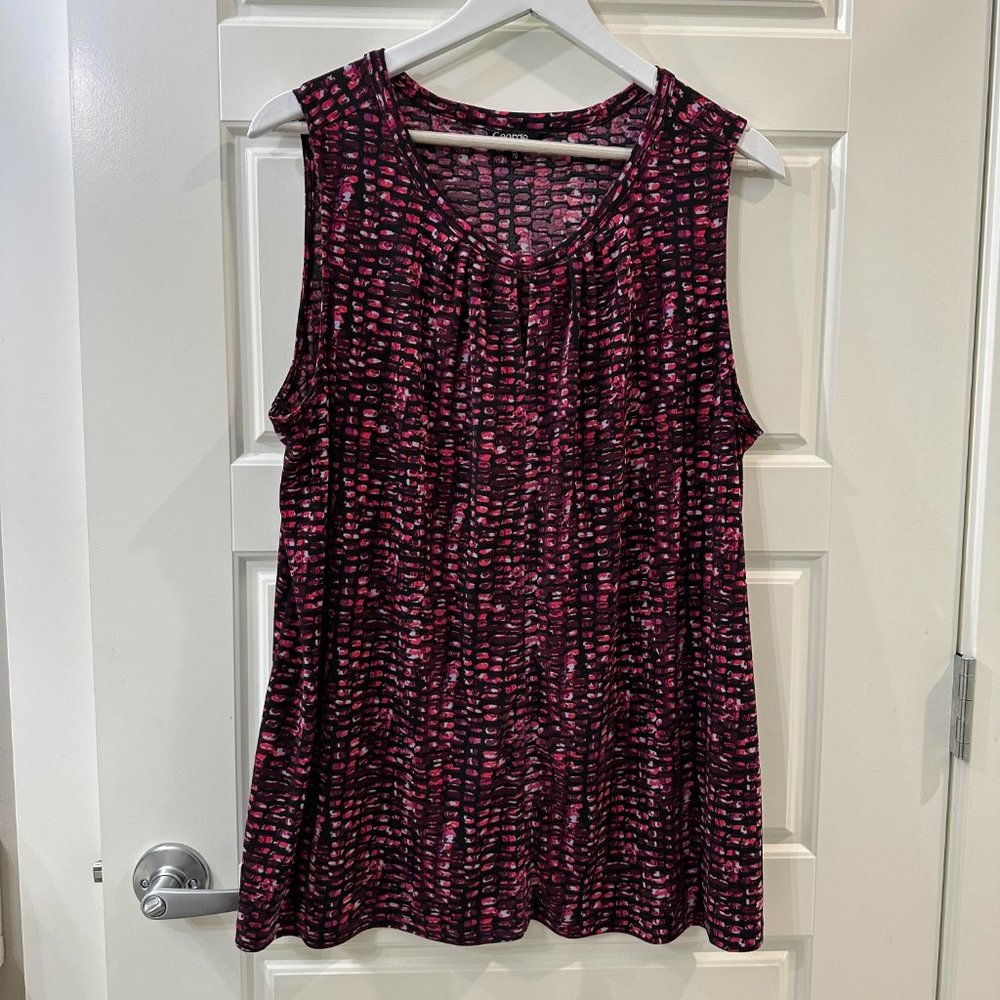 George Pink and Black Classy Polka Dot Top